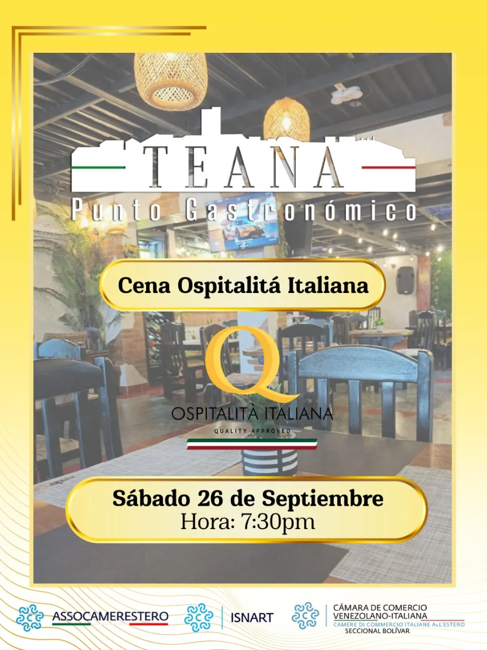 CENA: Excelencia Italiana- Teana Punto  Gastronomico
